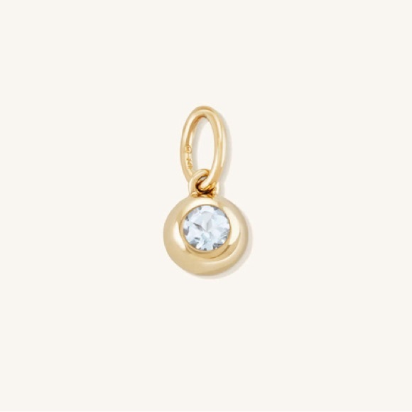 Mejuri 14k Yellow Gold/Aquamarine March Birthstone Sphere Charm - Picture 8 of 11